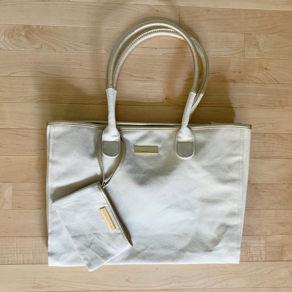 Ralph Lauren Handbags - Ralph Lauren Tote Bag Cream and Gold NWOT